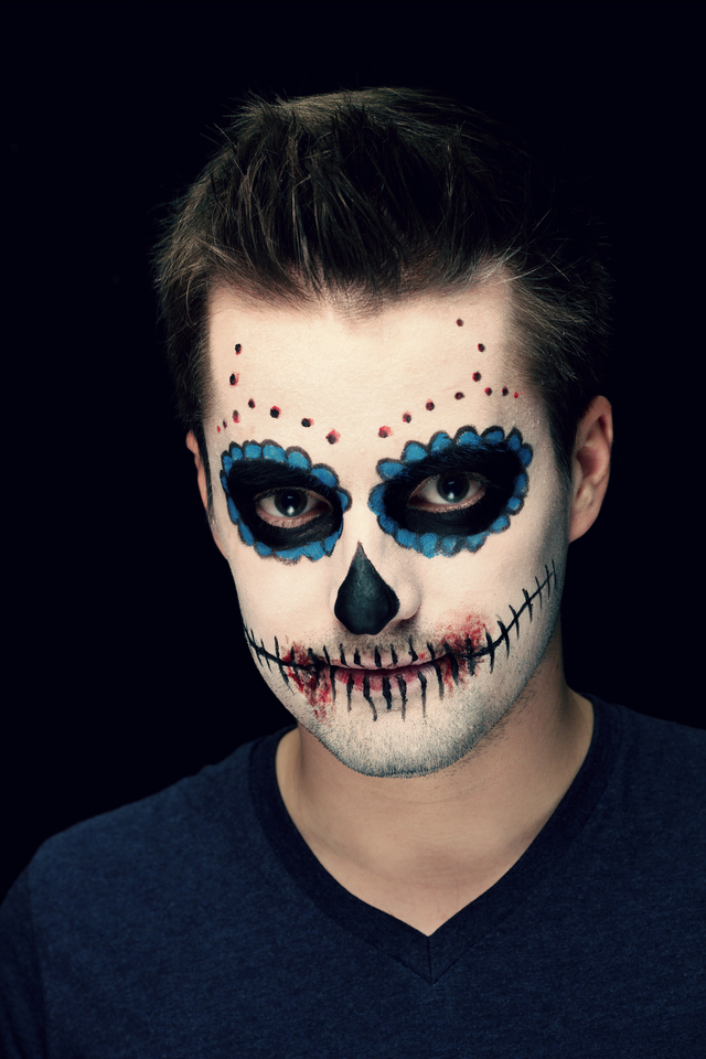 Salon Zwei Sugar skull Make-Up, Dia De Los Muertos oder Karneval